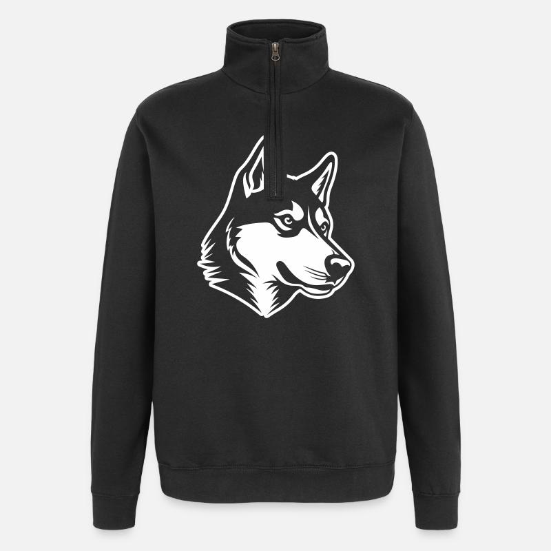 Husky Hund Kopf - Quarter-Zip-Sweatshirt - Schwarz