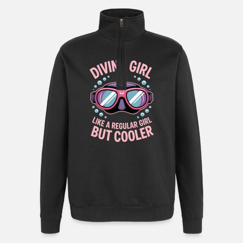 Tauchen Spruch Mädchen Lustiges Tauchen Geschenk - Quarter-Zip-Sweatshirt - Schwarz