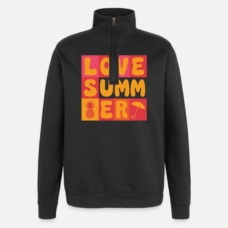 Ich liebe den Sommer - Quarter-Zip-Sweatshirt - Schwarz