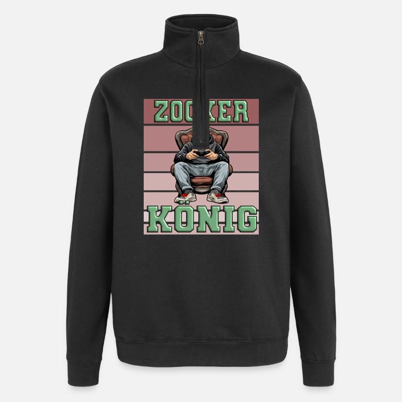 Gamer King - gaming controller - Quarter-Zip Sweatshirt - black
