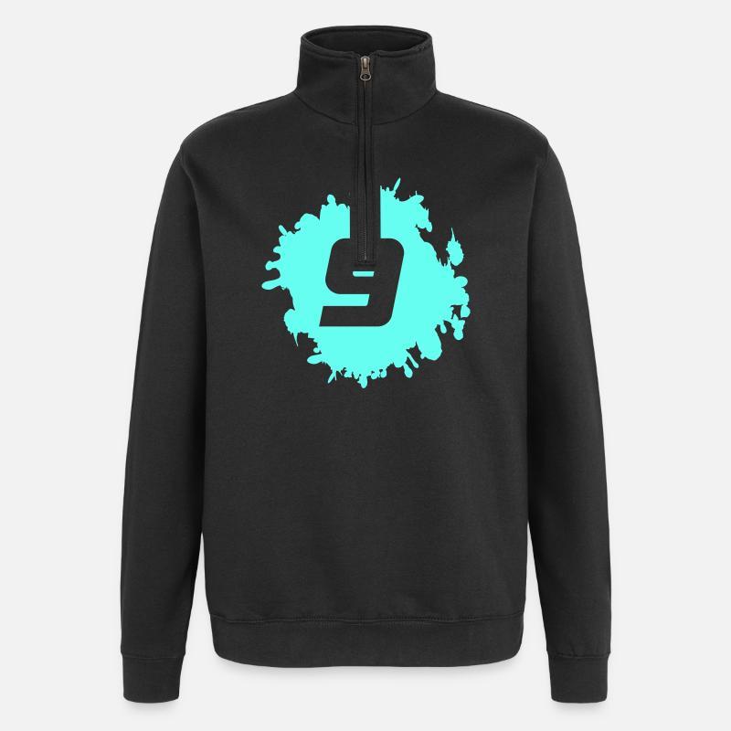 Neun Cyan Splash Grafik - Quarter-Zip-Sweatshirt - Schwarz