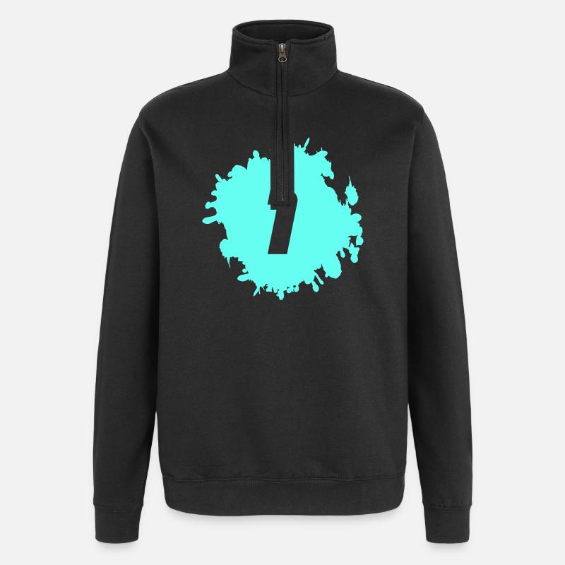 1 Zahl Klecks - Quarter-Zip-Sweatshirt - Schwarz