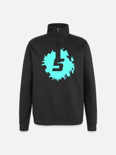Zahl Fünf im Farbsplash - Quarter-Zip-Sweatshirt - Schwarz