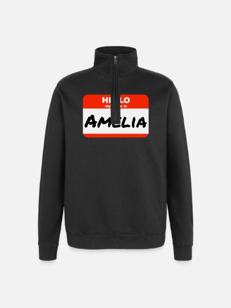 Hello My Name Is Amelia Label Name Tag - Quarter-Zip Sweatshirt - black