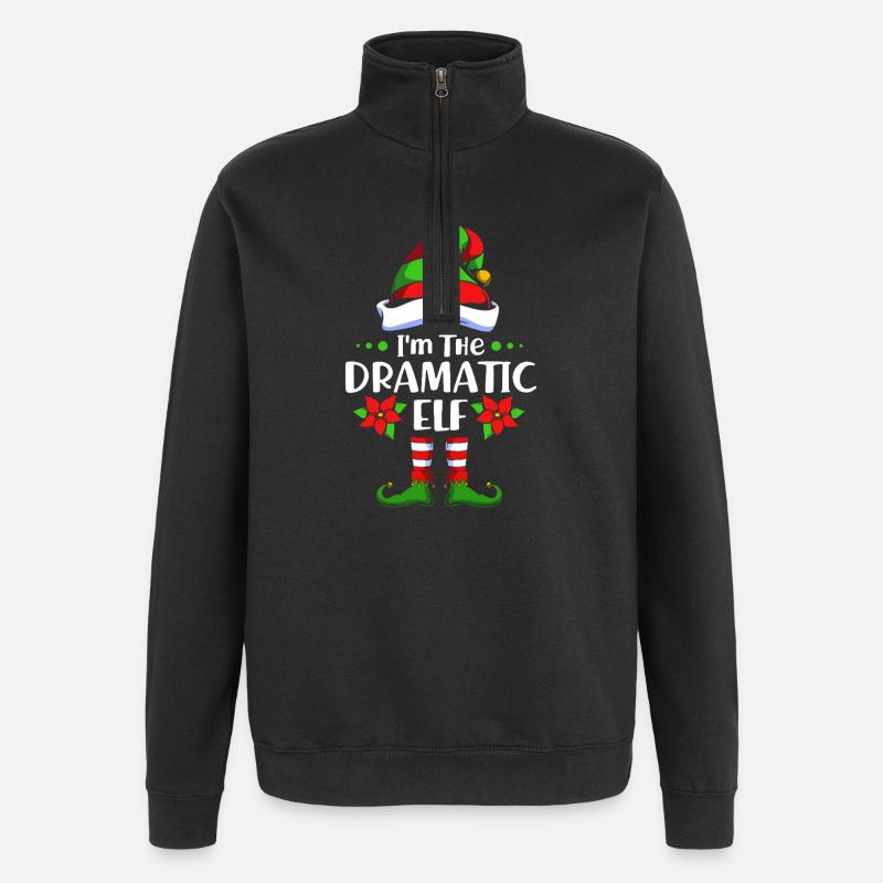 Elfe Elf Weihnachtsgeschenk Dramaqueen Drama - Quarter-Zip-Sweatshirt - Schwarz