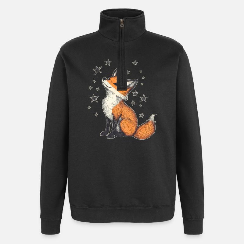 Fuchs und Sterne - Quarter-Zip-Sweatshirt - Schwarz