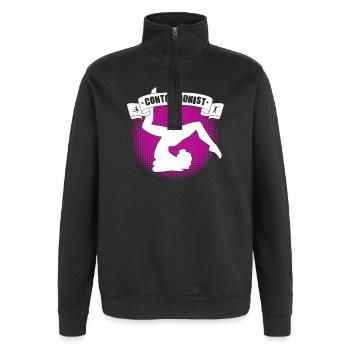 Quote for a contortionist - Quarter-Zip Sweatshirt - black - Front - AI Model Female 172 light (172cm) & AI Model Male 178 dark (178cm)