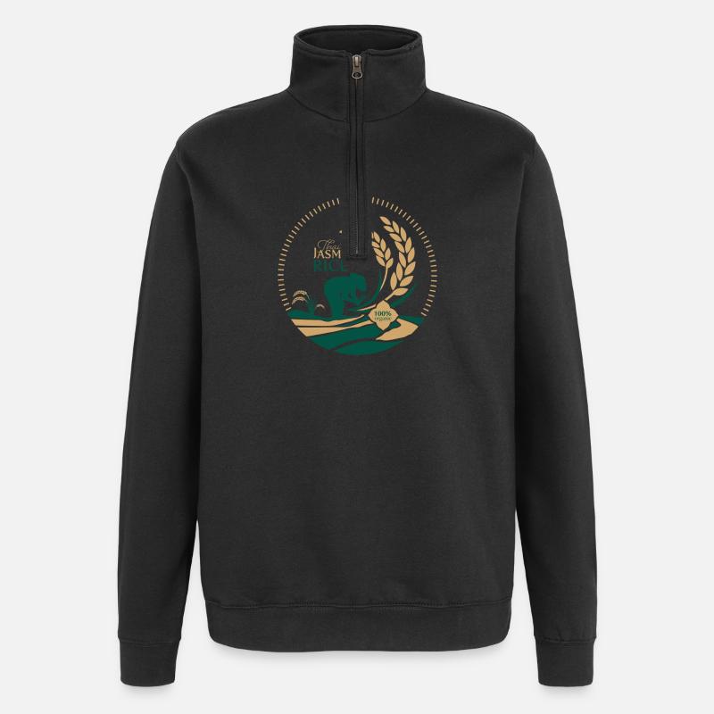 Thai Jasmine Rice Logo Organic - Quarter-Zip Sweatshirt - black