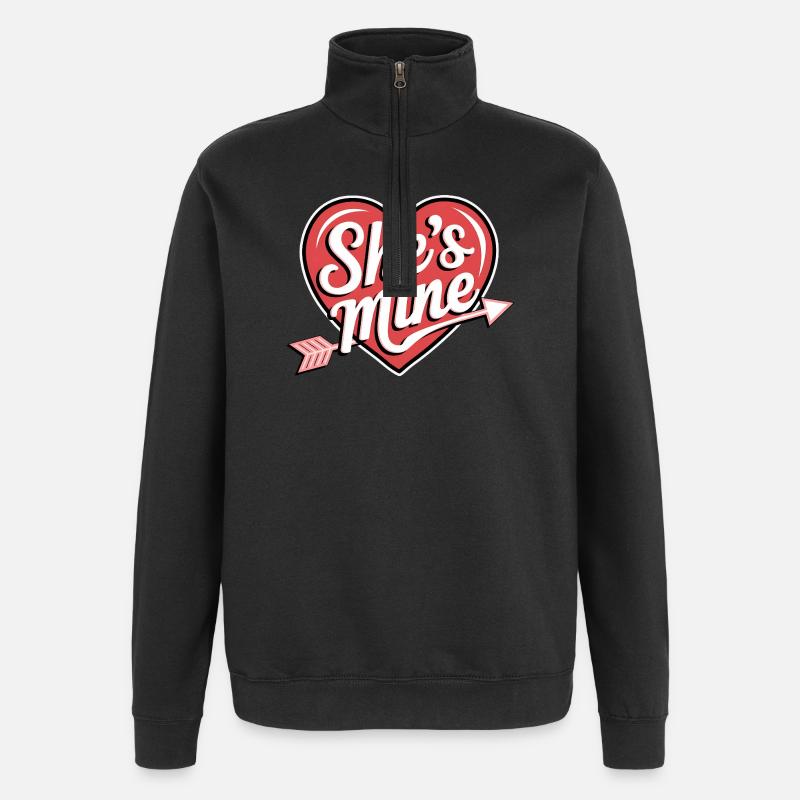 She's Mine Heart Arrow - Quarter-Zip Sweatshirt - black