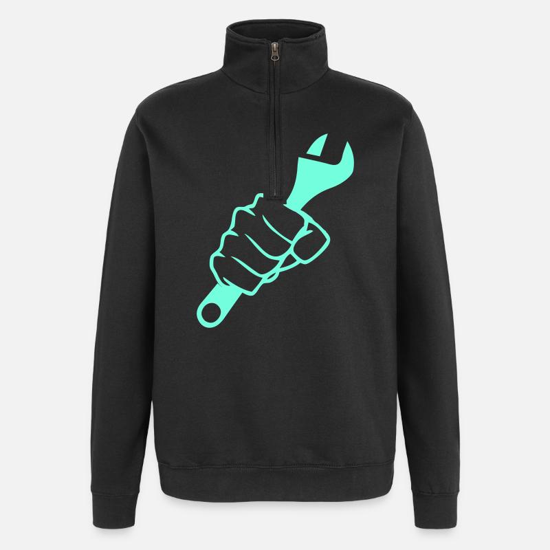 Kraftfaust Schraubenschluessel - Quarter-Zip-Sweatshirt - Schwarz