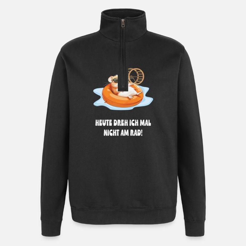 Hamster in Pool Chill - Quarter-Zip Sweatshirt - black