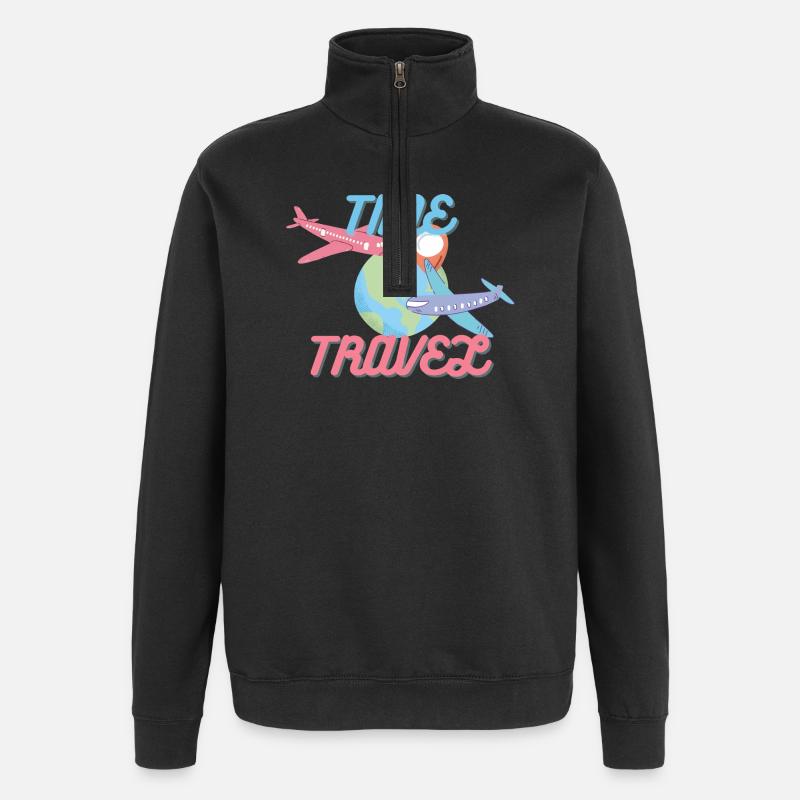 Il est temps de voyager - Sweat à zip 1/4 - noir