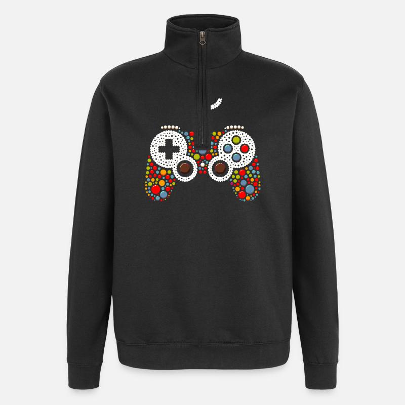 Pointillist Game Controller - Quarter-Zip Sweatshirt - black