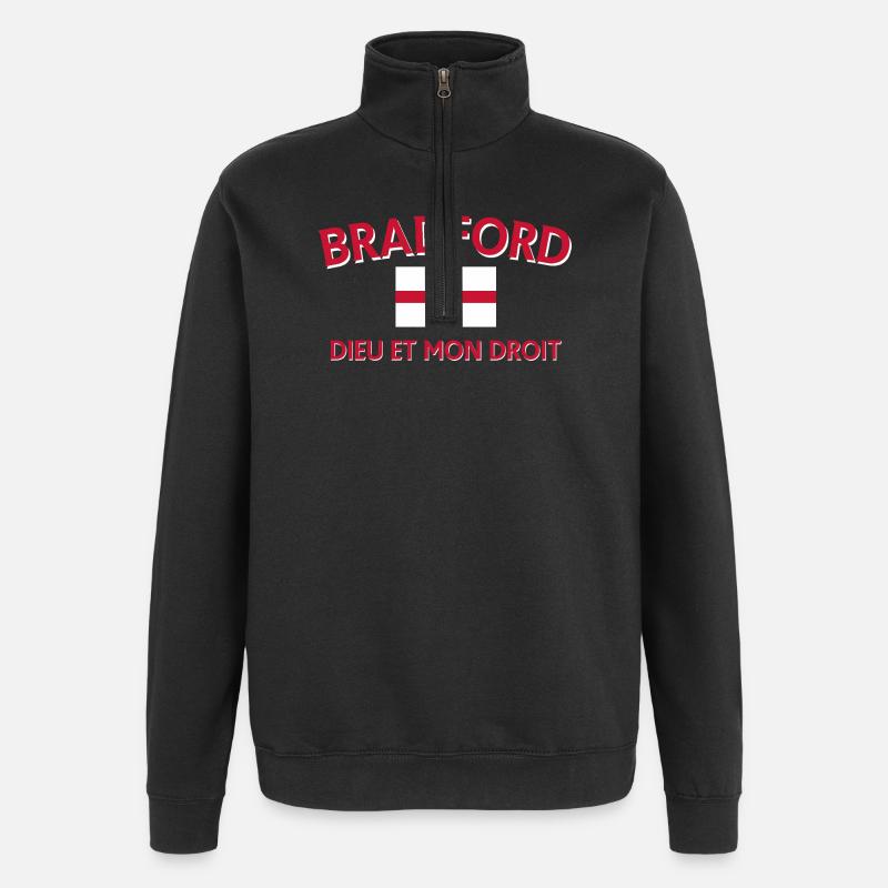 Drapeau de Bradford avec devise - Sweat à zip 1/4 - noir