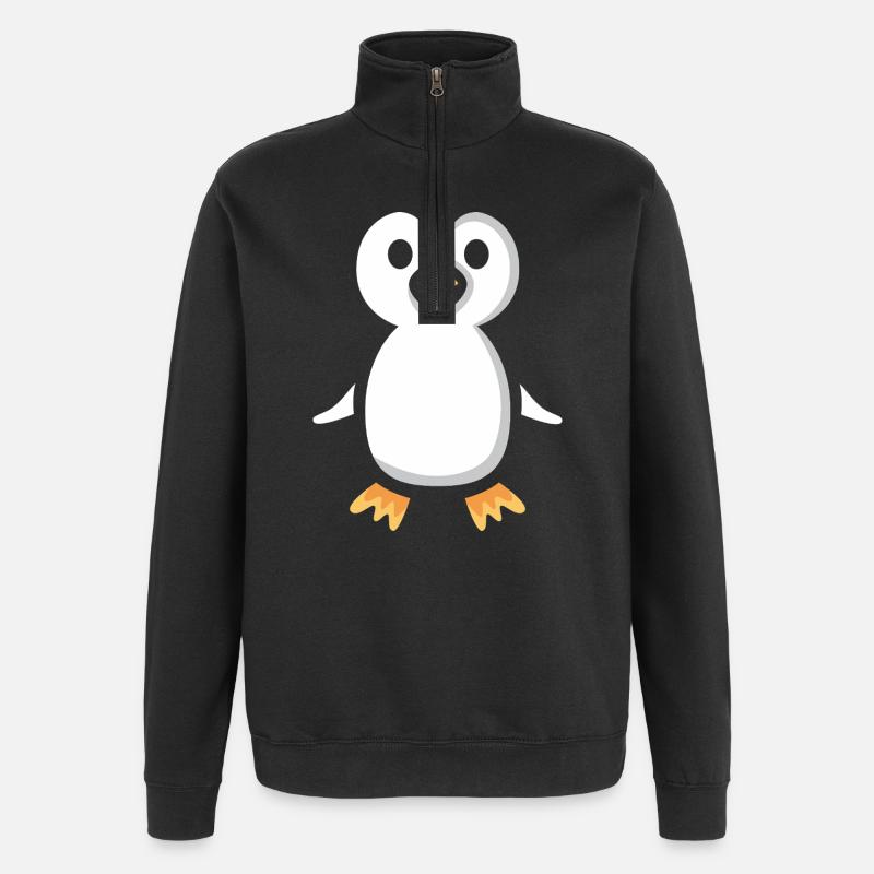 Cute Cartoon Penguin Illustration - Quarter-Zip Sweatshirt - black