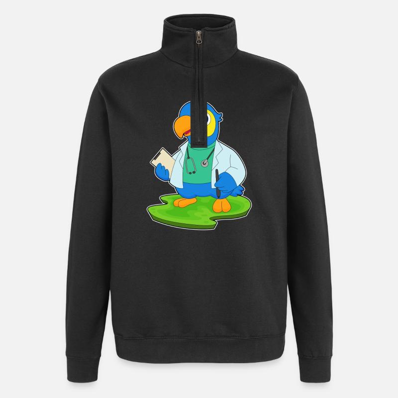 Papagei Arzt Stethoskop - Quarter-Zip-Sweatshirt - Schwarz