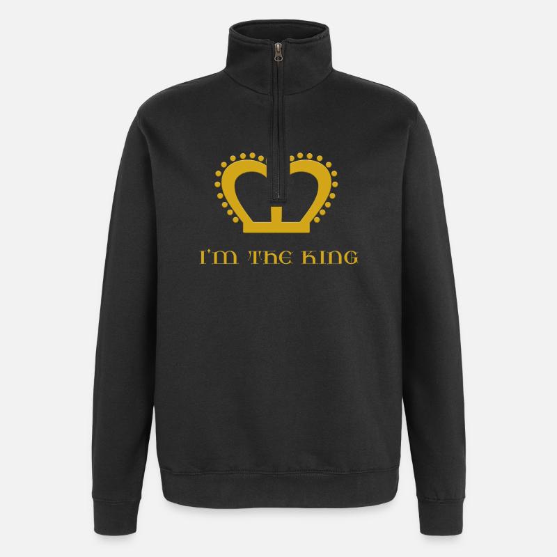 Je suis le roi - Sweat à zip 1/4 - noir