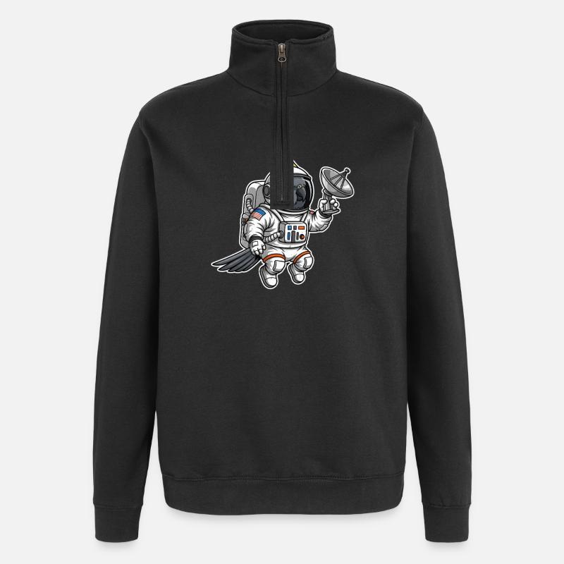 Space Bird Astronaut Cockatiel - Quarter-Zip Sweatshirt - black