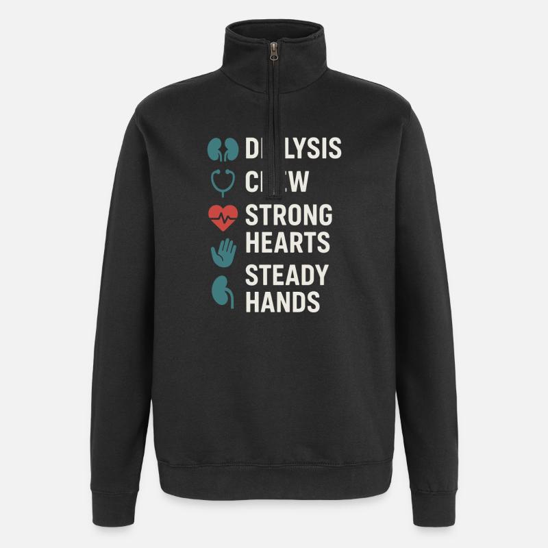Dialyse, infirmière, technicien, soins rénaux, néphrologie - Sweat à zip 1/4 - noir