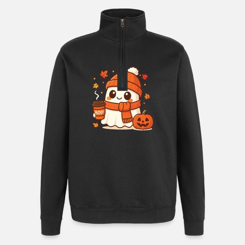 Halloween Coffee Ghost Caffeinated Boo - Quarter-Zip Sweatshirt - black
