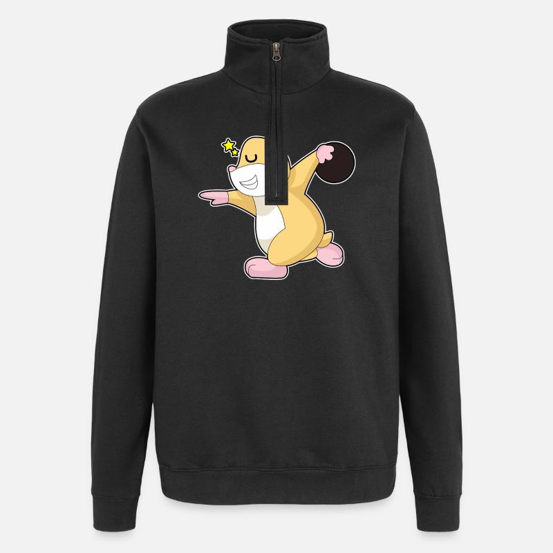 Hamster Bowling Bowling Ball - Quarter-Zip Sweatshirt - black