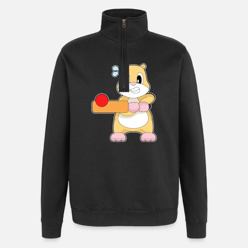 Hamster Cricket Batte de cricket - Sweat à zip 1/4 - noir