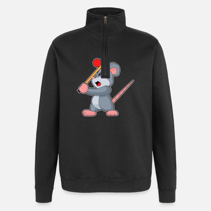 Souris Cricket Battes de cricket - Sweat à zip 1/4 - noir