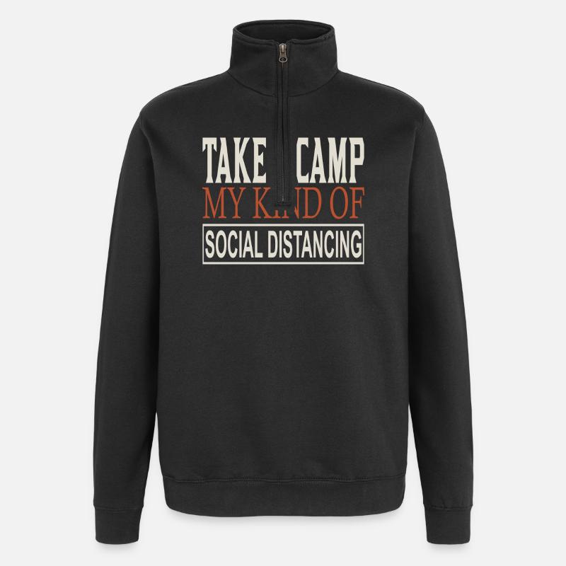 Take a Camp My Social Distancing - Quarter-Zip Sweatshirt - black