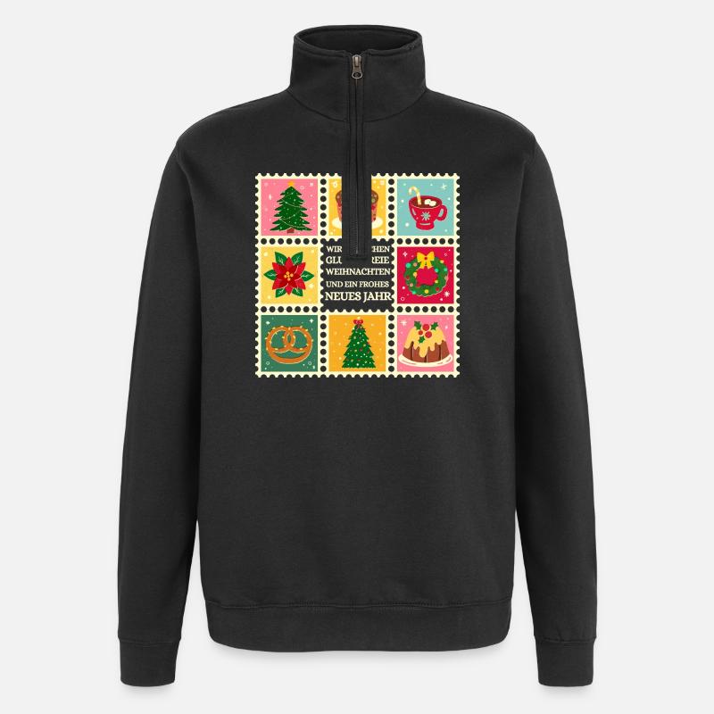 Motifs de Noël sans gluten - Sweat à zip 1/4 - noir