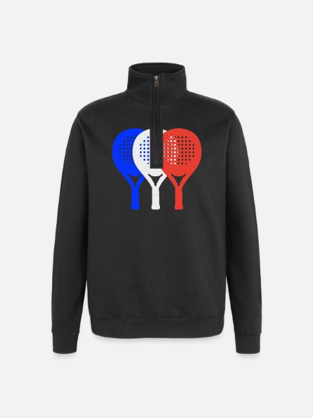 Padel-Frankreich2 - Quarter-Zip-Sweatshirt - Schwarz