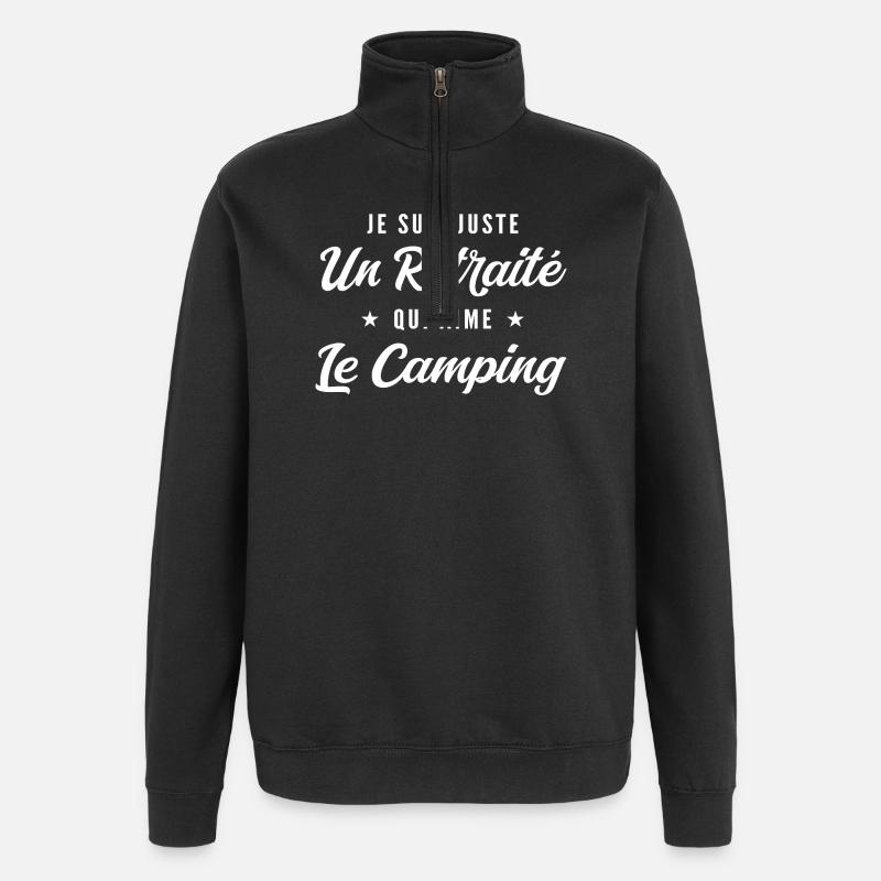 Pensionierter Campingenthusiast - Quarter-Zip-Sweatshirt - Schwarz