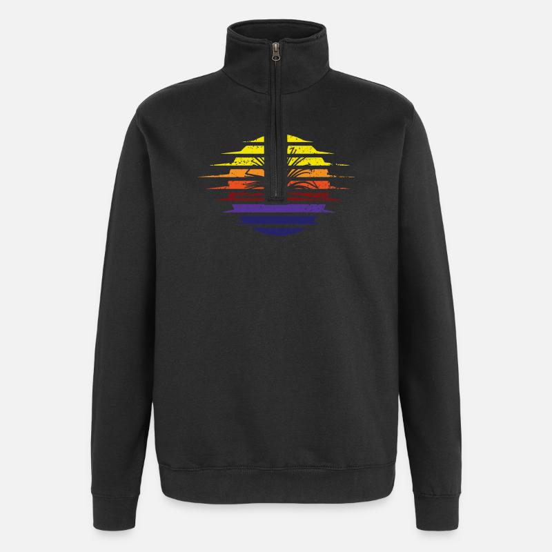 Ruban de soleil arc-en-ciel rétro - Sweat à zip 1/4 - noir