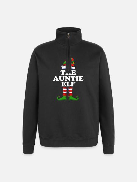 Aunt Elf Elf Christmas Gift - Quarter-Zip Sweatshirt - black