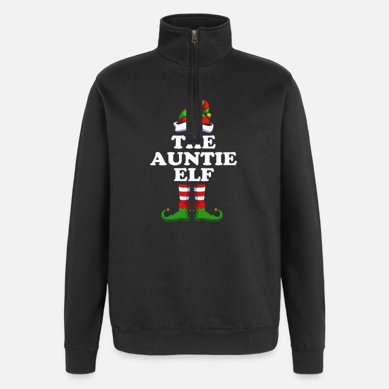 Aunt Elf Elf Christmas Gift - Quarter-Zip Sweatshirt - black