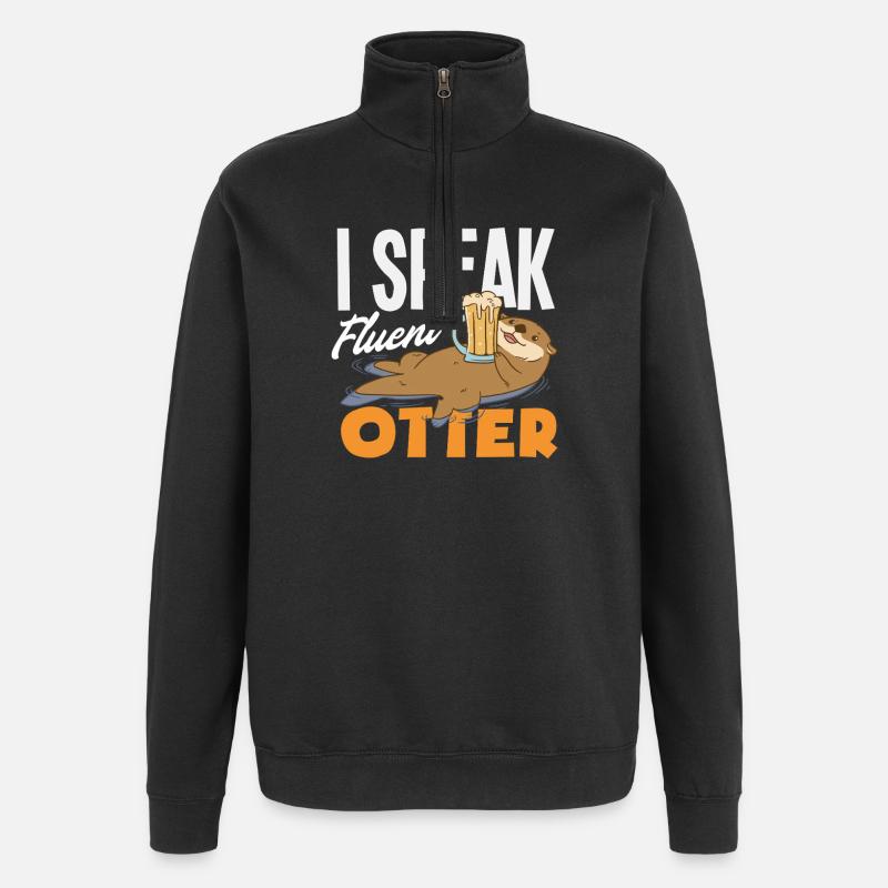 Seeotter Sprechen Fließend Otter - Quarter-Zip-Sweatshirt - Schwarz