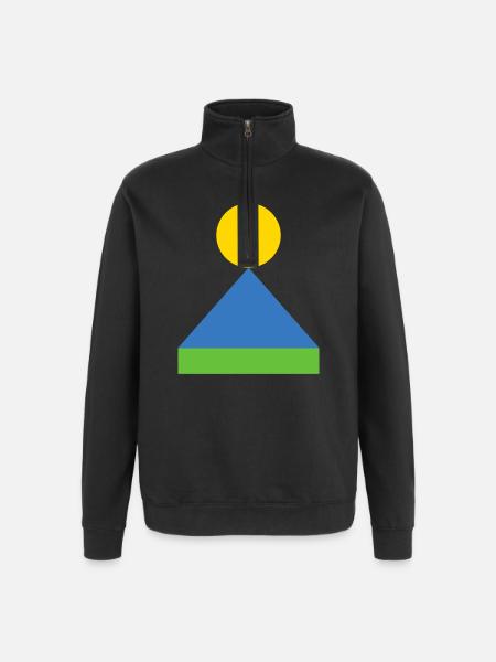 Geometric Triangle Sunrise - Quarter-Zip Sweatshirt - black