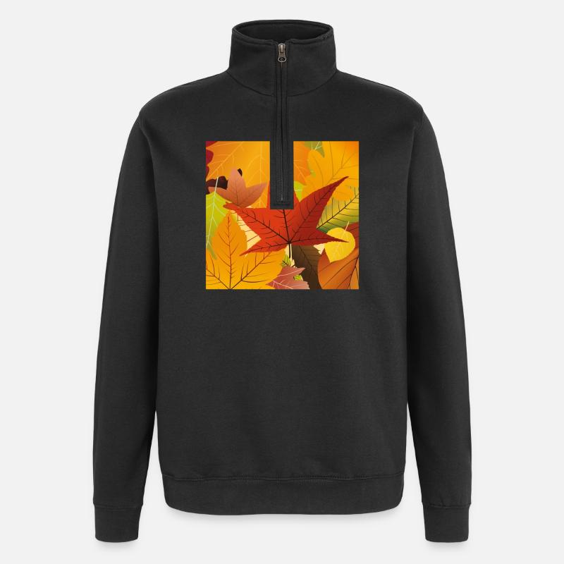 Autumn Fall Leaves - Quarter-Zip Sweatshirt - black