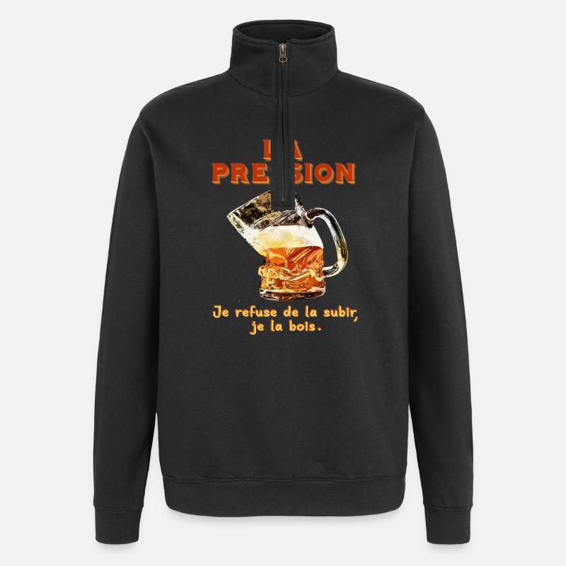 La Pression: Je Bois La Bois - Sweat à zip 1/4 - noir