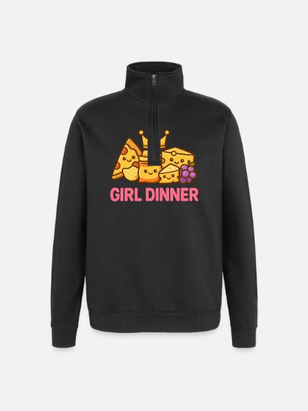 Girl Dinner - Quarter-Zip Sweatshirt - black