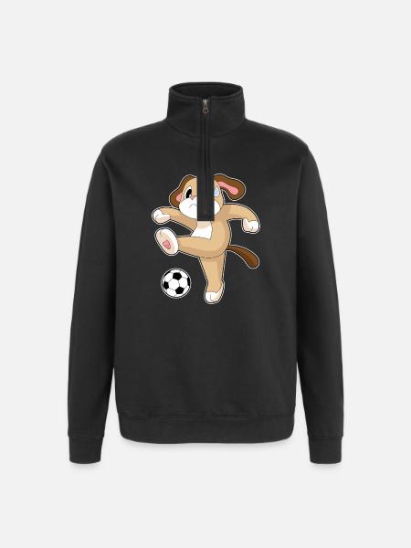 Dog Soccer Player Soccer - Quarter-Zip Sweatshirt - black