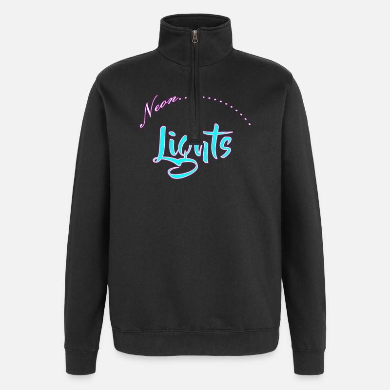 Neon Lights Schriftzug - Quarter-Zip-Sweatshirt - Schwarz