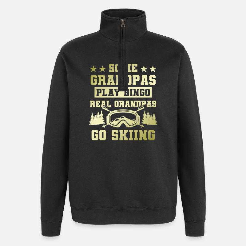 Dicton de ski de grand-père - Sweat à zip 1/4 - noir