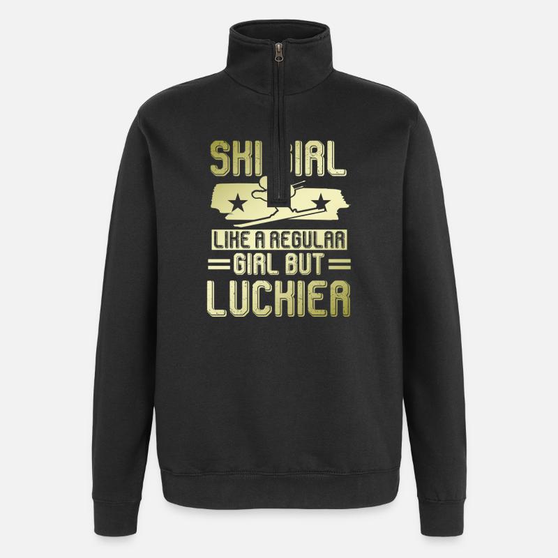 ski mädchen - Quarter-Zip-Sweatshirt - Schwarz