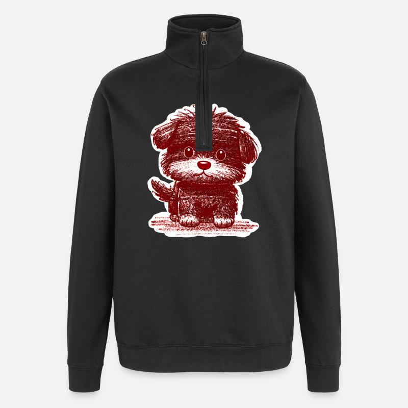 Chiot flou (Rouge) - Sweat à zip 1/4 - noir