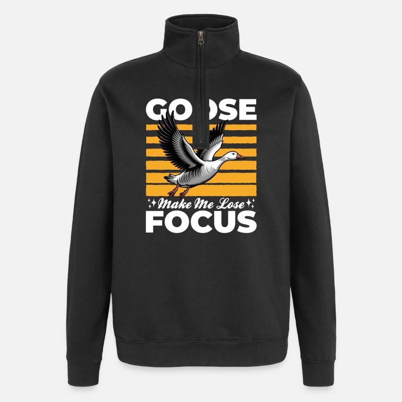 Drôle d’oiseau oie - Sweat à zip 1/4 - noir