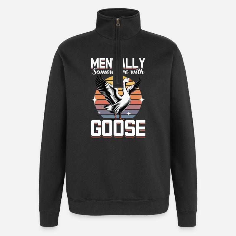 Drôle d’oiseau oie - Sweat à zip 1/4 - noir