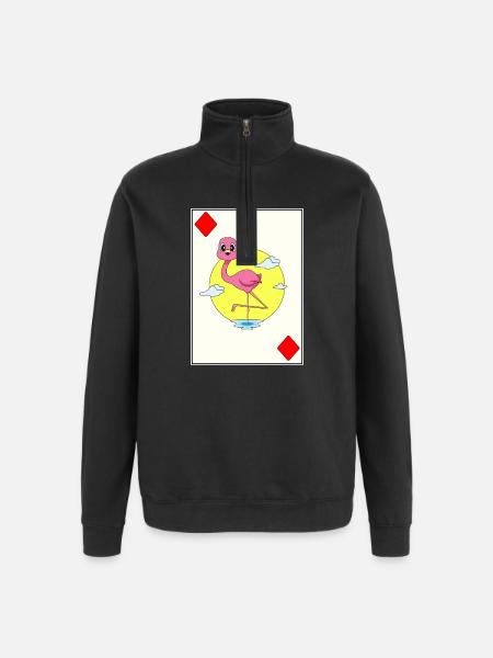 Flamingo Poker Poker Kortspil - Sweatshirt med 1/4 lynlås - sort