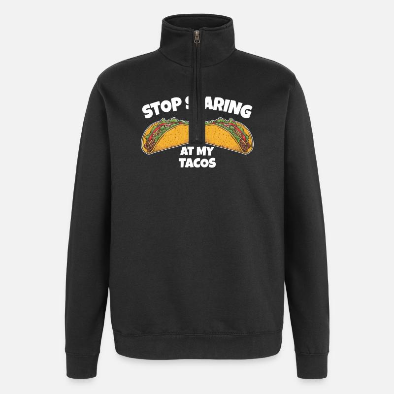 Arrête de regarder mes tacos - Sweat à zip 1/4 - noir