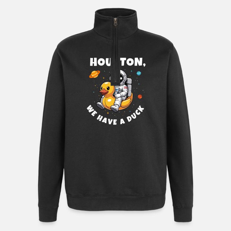 Canard astronaute dans l’espace - Sweat à zip 1/4 - noir