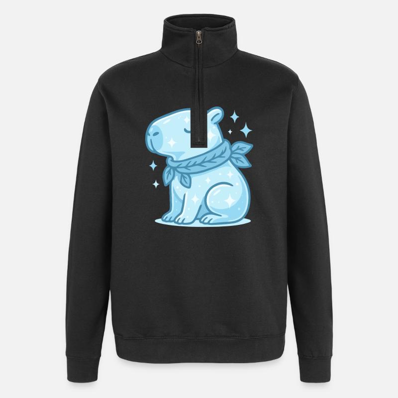 ✨ Capybara d’hiver – Doux motif de Noël - Sweat à zip 1/4 - noir